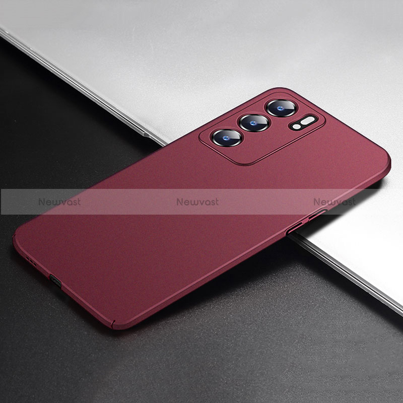 Hard Rigid Plastic Matte Finish Case Back Cover YK7 for Oppo Reno6 Pro 5G India Red