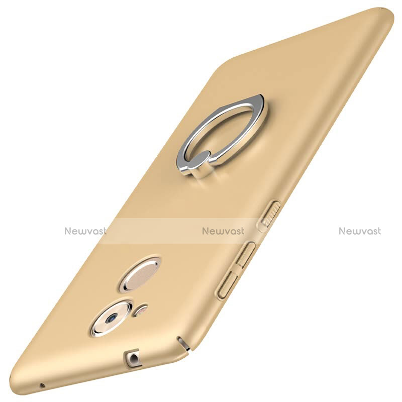 Hard Rigid Plastic Matte Finish Case Cover with Finger Ring Stand A01 for Huawei Enjoy 6S Gold