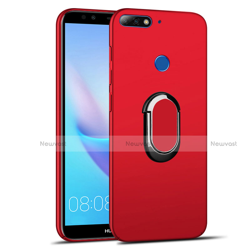 Hard Rigid Plastic Matte Finish Case Cover with Finger Ring Stand A01 for Huawei Enjoy 8