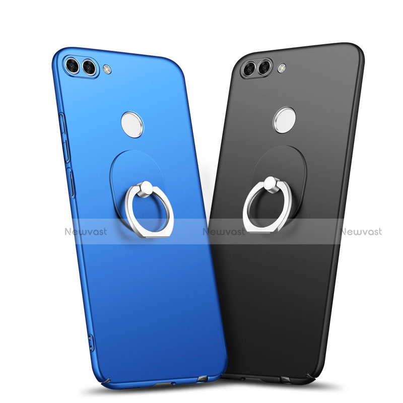 Hard Rigid Plastic Matte Finish Case Cover with Finger Ring Stand A01 for Huawei Enjoy 8 Plus