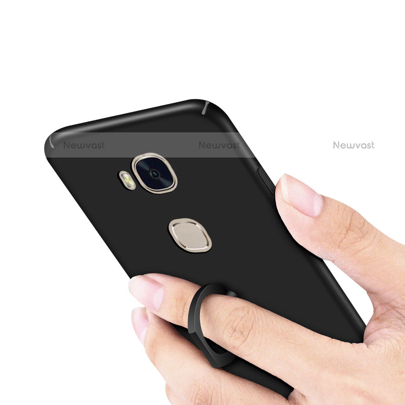 Hard Rigid Plastic Matte Finish Case Cover with Finger Ring Stand A01 for Huawei Honor 5X