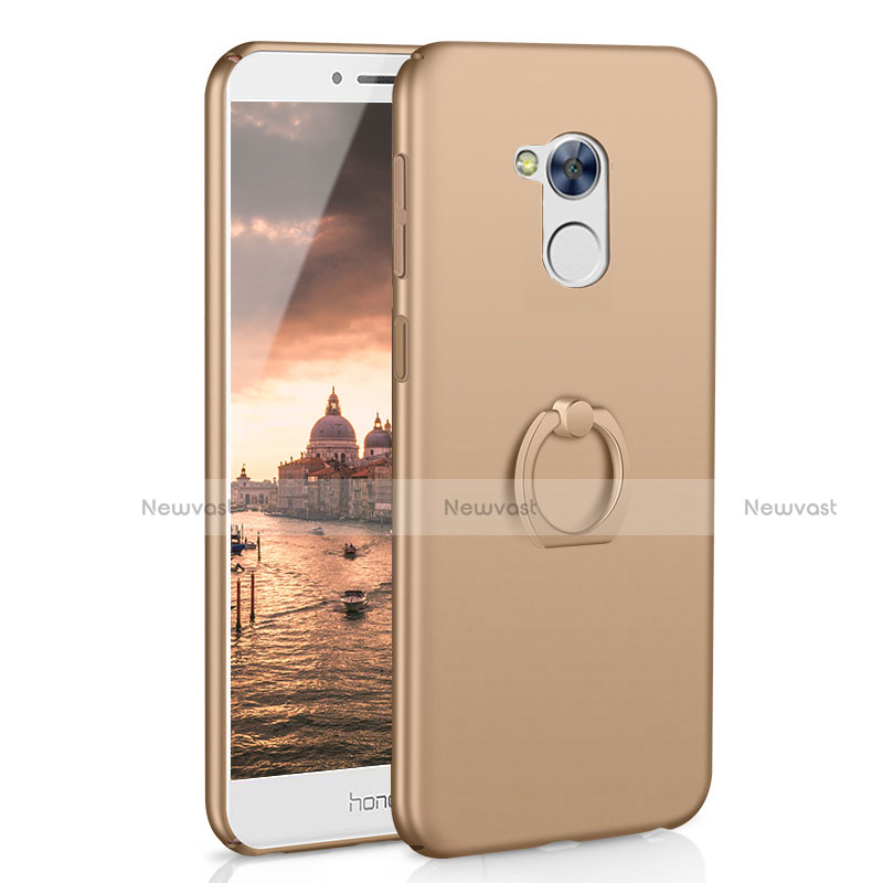 Hard Rigid Plastic Matte Finish Case Cover with Finger Ring Stand A01 for Huawei Honor 6A Gold