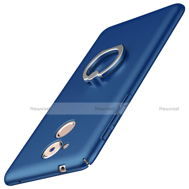 Hard Rigid Plastic Matte Finish Case Cover with Finger Ring Stand A01 for Huawei Honor 6C Blue