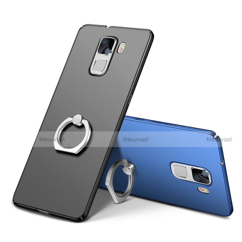 Hard Rigid Plastic Matte Finish Case Cover with Finger Ring Stand A01 for Huawei Honor 7 Dual SIM