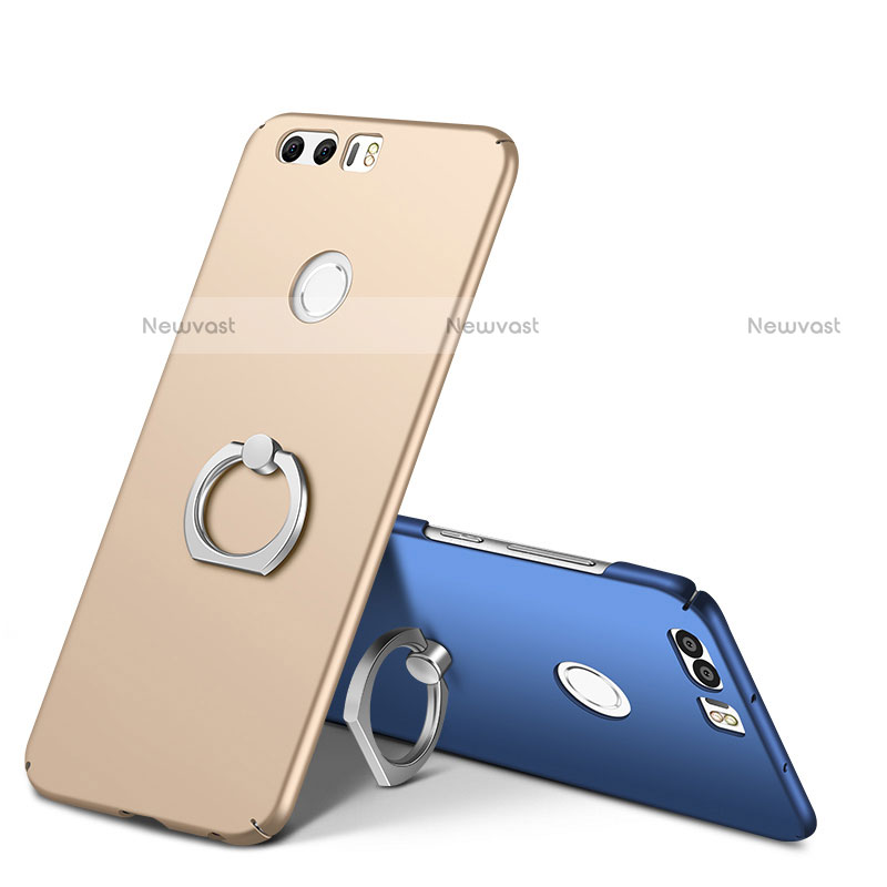 Hard Rigid Plastic Matte Finish Case Cover with Finger Ring Stand A01 for Huawei Honor 8