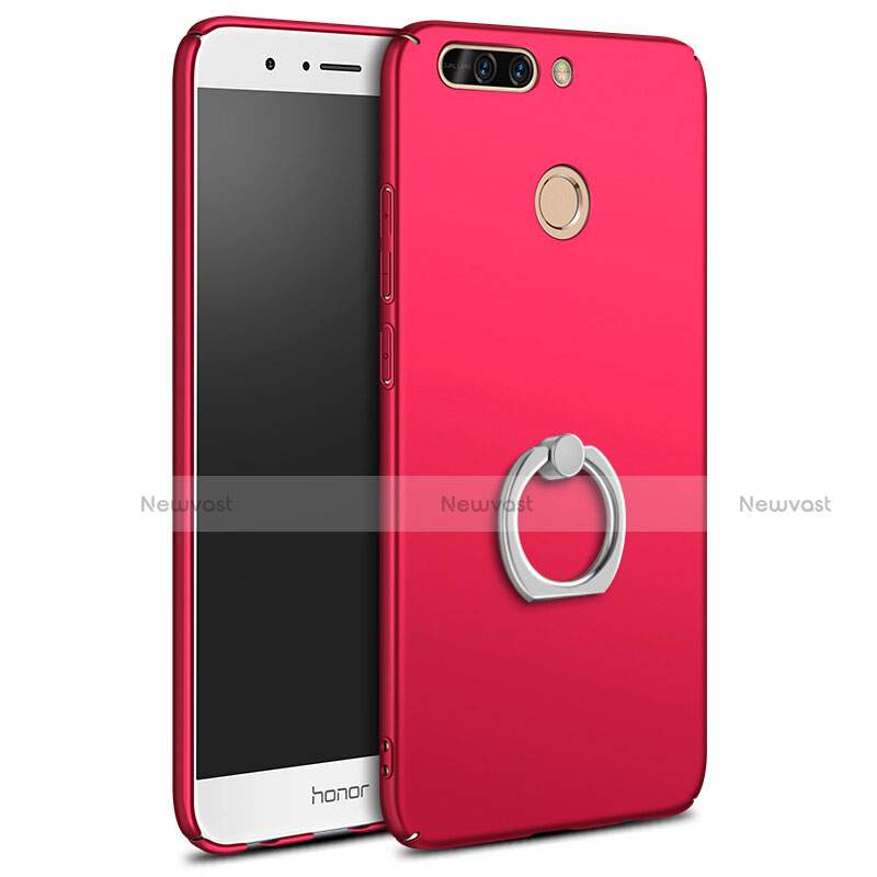 Hard Rigid Plastic Matte Finish Case Cover with Finger Ring Stand A01 for Huawei Honor 8 Pro