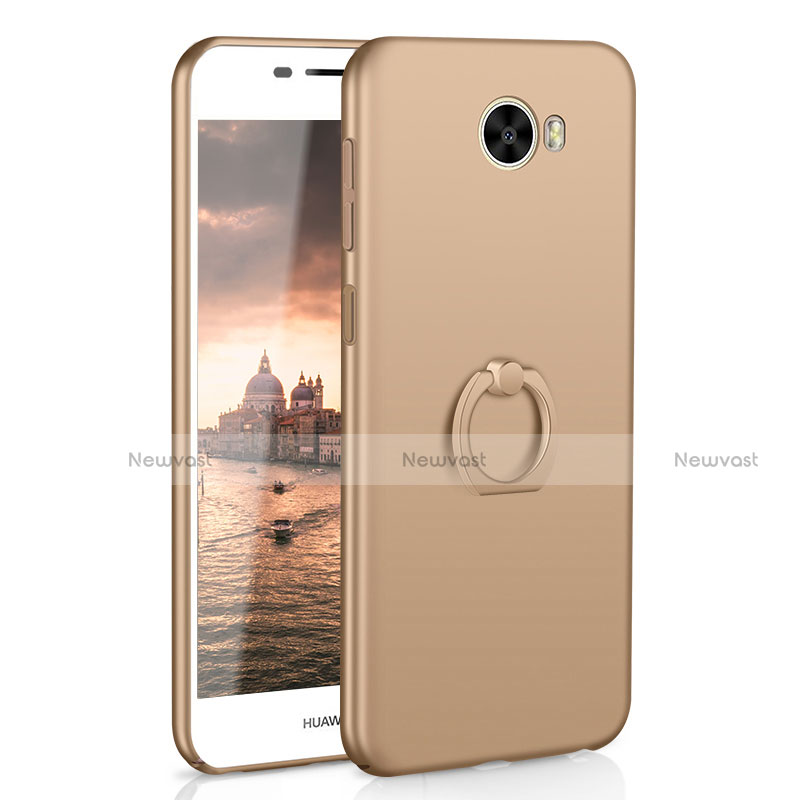 Hard Rigid Plastic Matte Finish Case Cover with Finger Ring Stand A01 for Huawei Honor Play 5 Gold