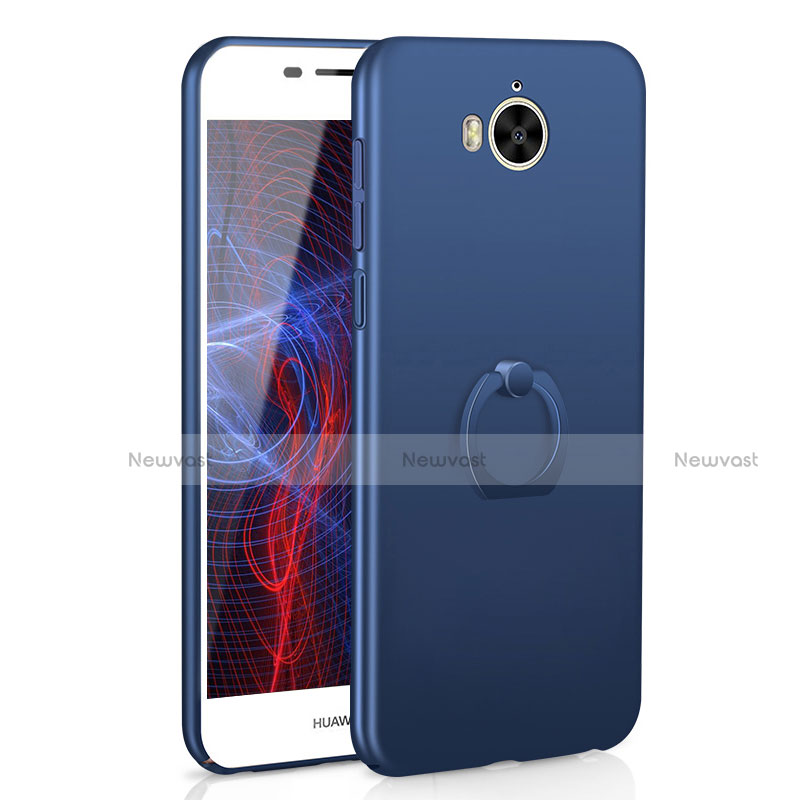 Hard Rigid Plastic Matte Finish Case Cover with Finger Ring Stand A01 for Huawei Honor Play 6 Blue