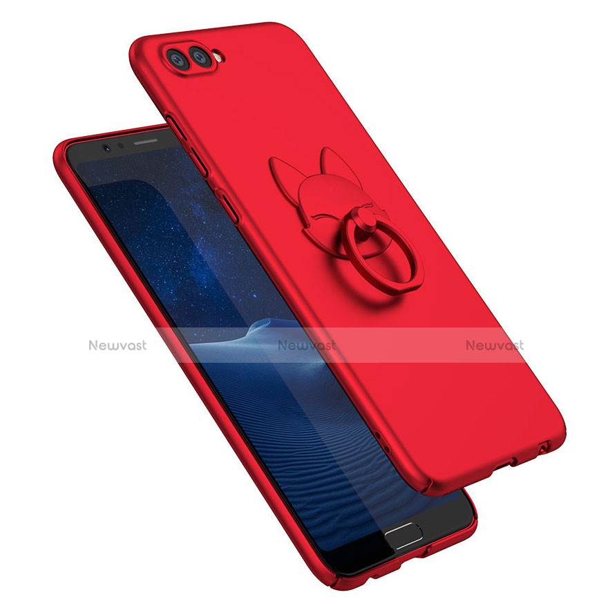 Hard Rigid Plastic Matte Finish Case Cover with Finger Ring Stand A01 for Huawei Honor V10
