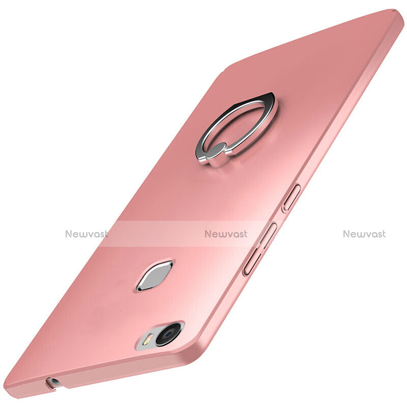 Hard Rigid Plastic Matte Finish Case Cover with Finger Ring Stand A01 for Huawei Honor V8 Max Rose Gold