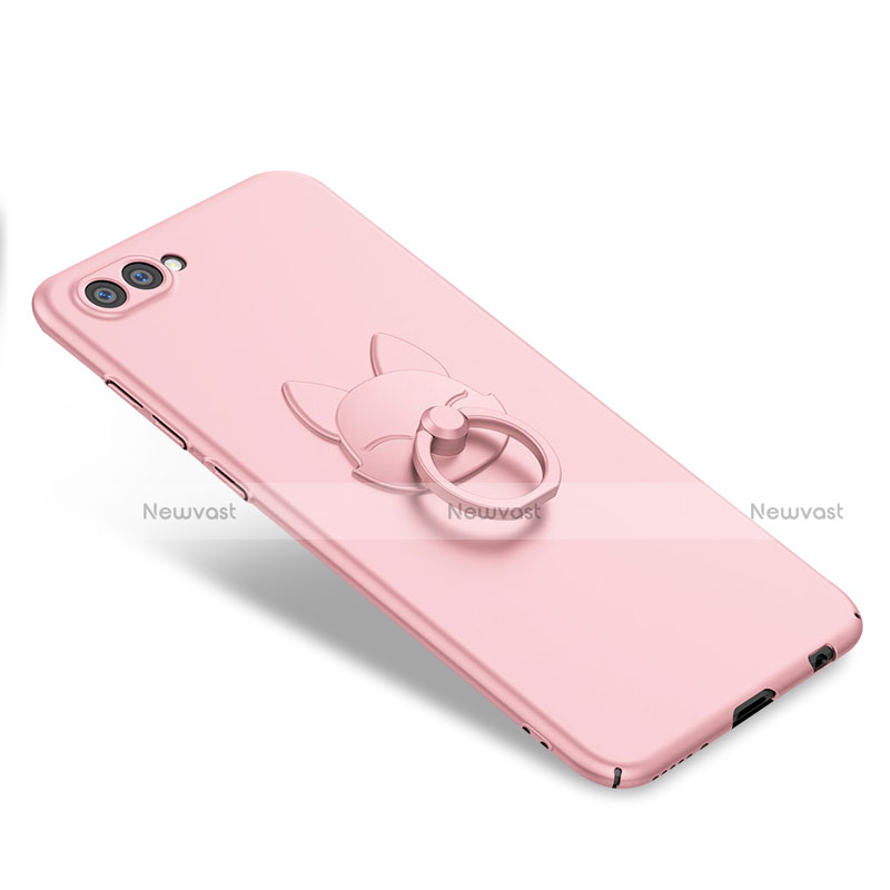 Hard Rigid Plastic Matte Finish Case Cover with Finger Ring Stand A01 for Huawei Honor View 10