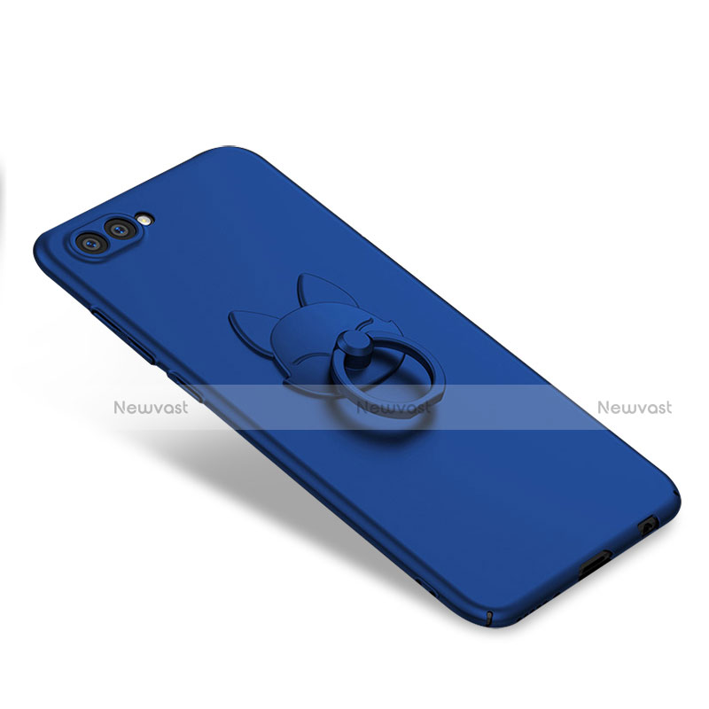 Hard Rigid Plastic Matte Finish Case Cover with Finger Ring Stand A01 for Huawei Honor View 10