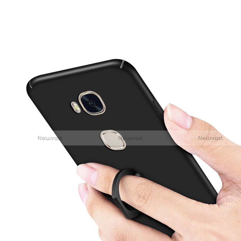Hard Rigid Plastic Matte Finish Case Cover with Finger Ring Stand A01 for Huawei Honor X5