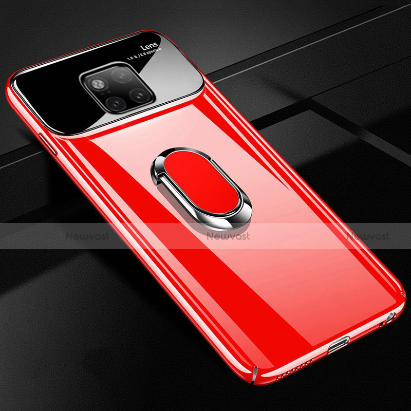 Hard Rigid Plastic Matte Finish Case Cover with Finger Ring Stand A01 for Huawei Mate 20 Pro Red