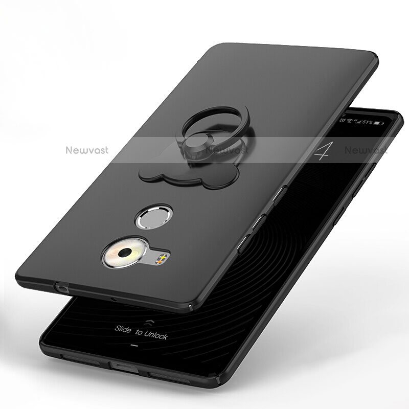 Hard Rigid Plastic Matte Finish Case Cover with Finger Ring Stand A01 for Huawei Mate 8 Black