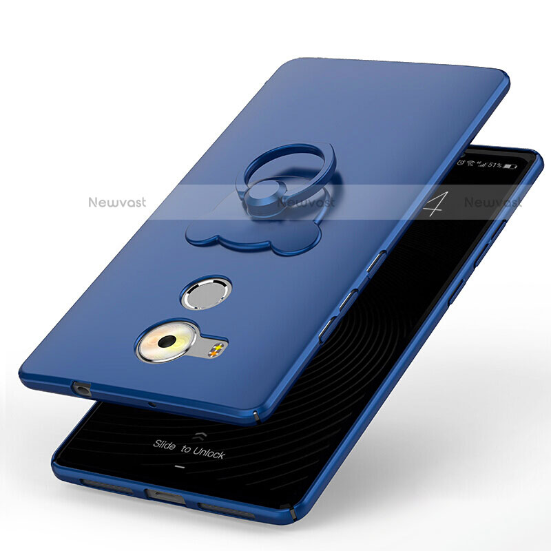 Hard Rigid Plastic Matte Finish Case Cover with Finger Ring Stand A01 for Huawei Mate 8 Blue