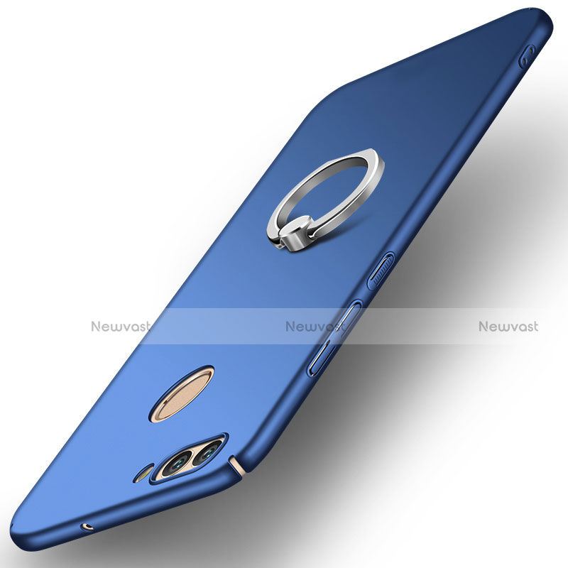 Hard Rigid Plastic Matte Finish Case Cover with Finger Ring Stand A01 for Huawei Nova 2 Blue