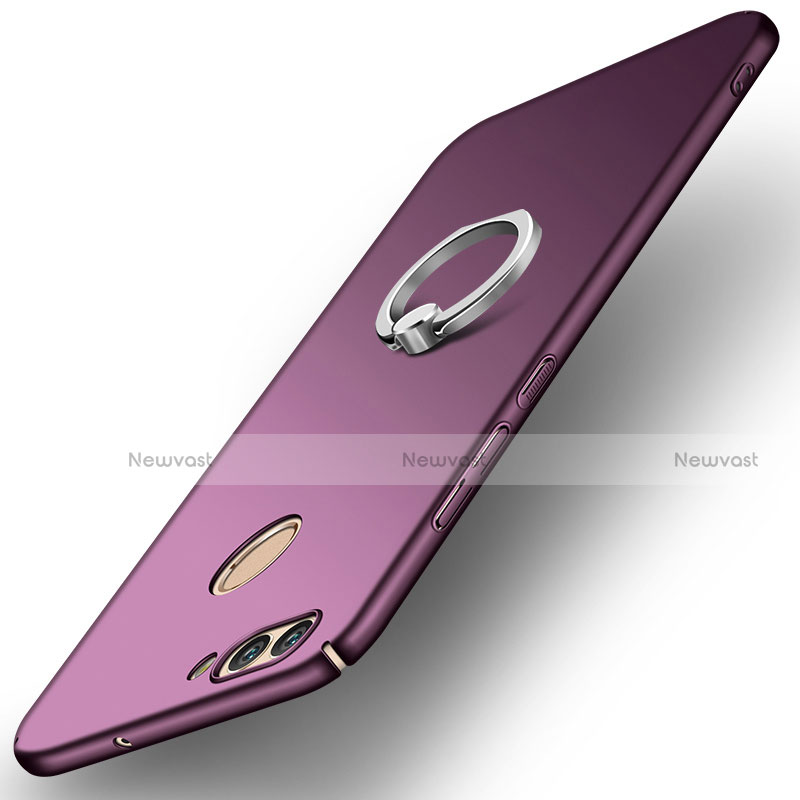 Hard Rigid Plastic Matte Finish Case Cover with Finger Ring Stand A01 for Huawei Nova 2 Plus Purple