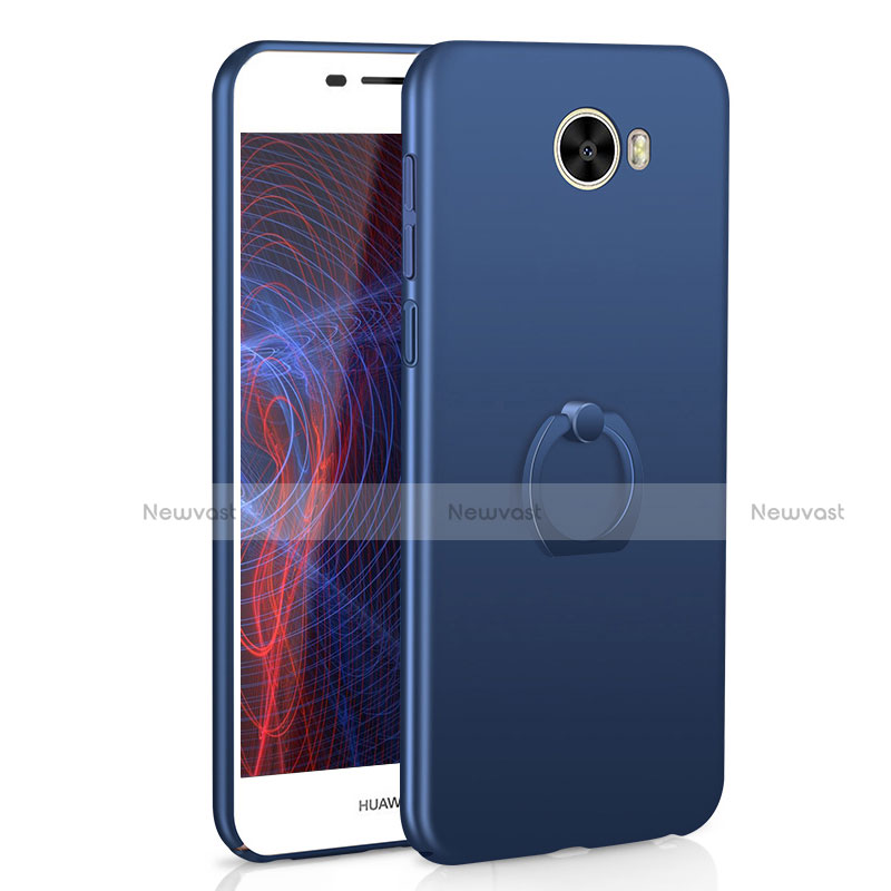 Hard Rigid Plastic Matte Finish Case Cover with Finger Ring Stand A01 for Huawei Y5 II Y5 2 Blue