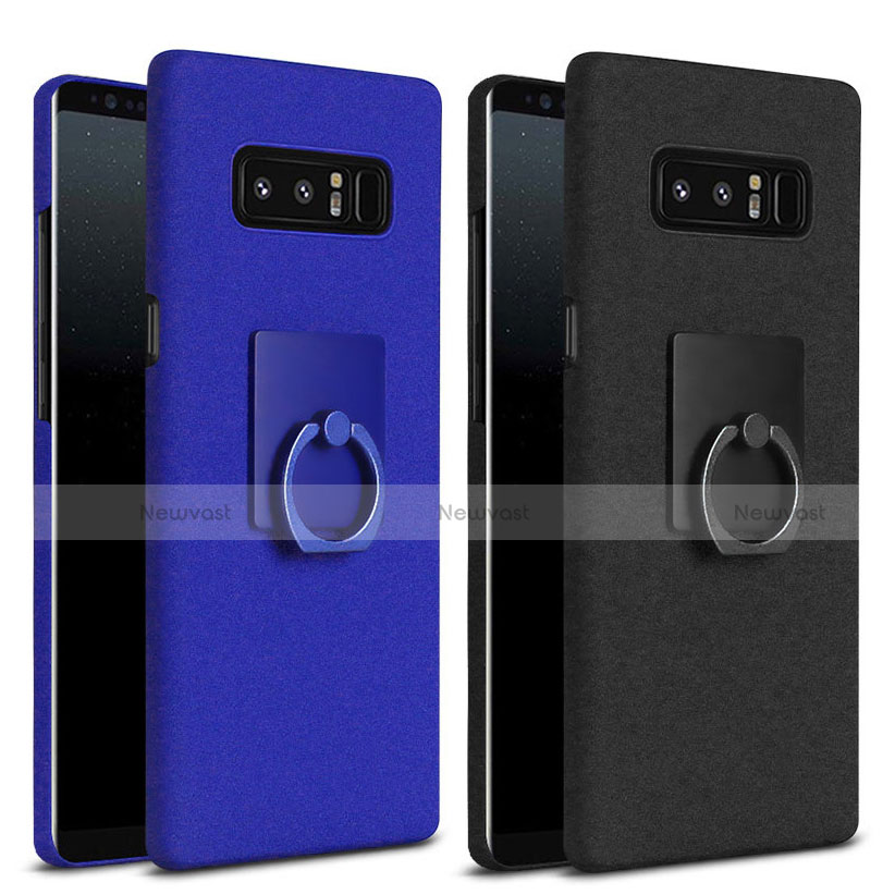 Hard Rigid Plastic Matte Finish Case Cover with Finger Ring Stand A01 for Samsung Galaxy Note 8