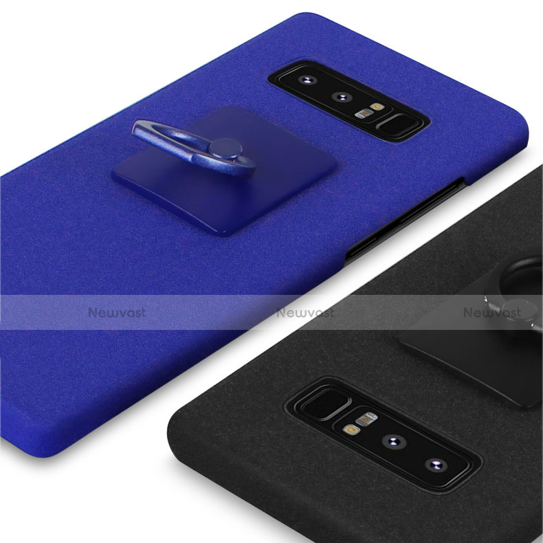 Hard Rigid Plastic Matte Finish Case Cover with Finger Ring Stand A01 for Samsung Galaxy Note 8