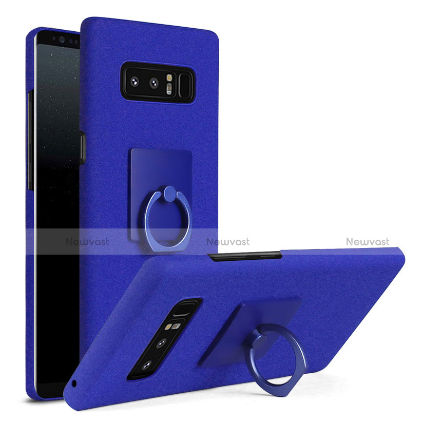Hard Rigid Plastic Matte Finish Case Cover with Finger Ring Stand A01 for Samsung Galaxy Note 8 Blue