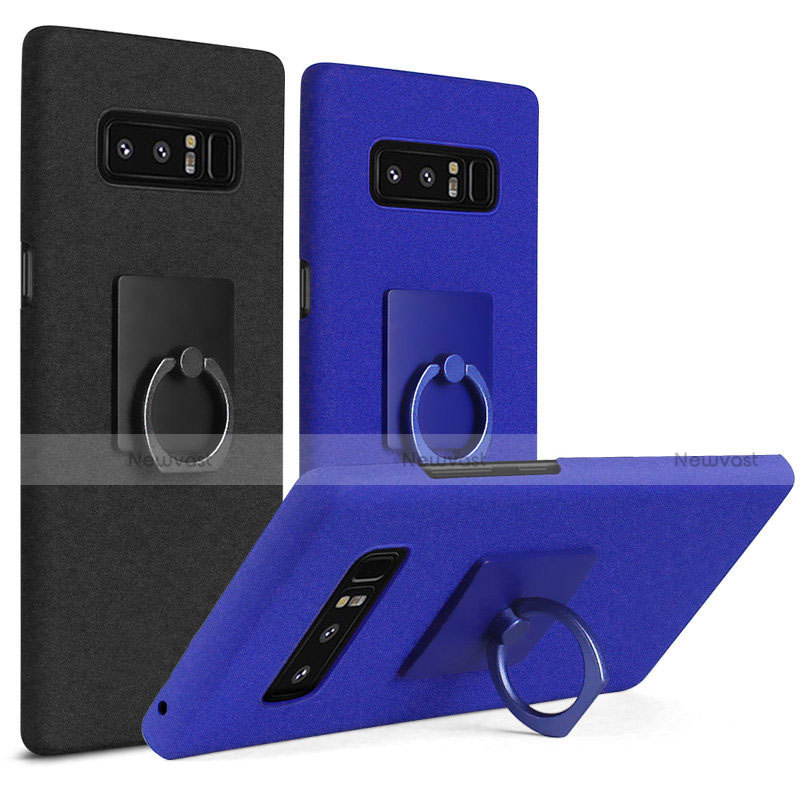 Hard Rigid Plastic Matte Finish Case Cover with Finger Ring Stand A01 for Samsung Galaxy Note 8 Duos N950F