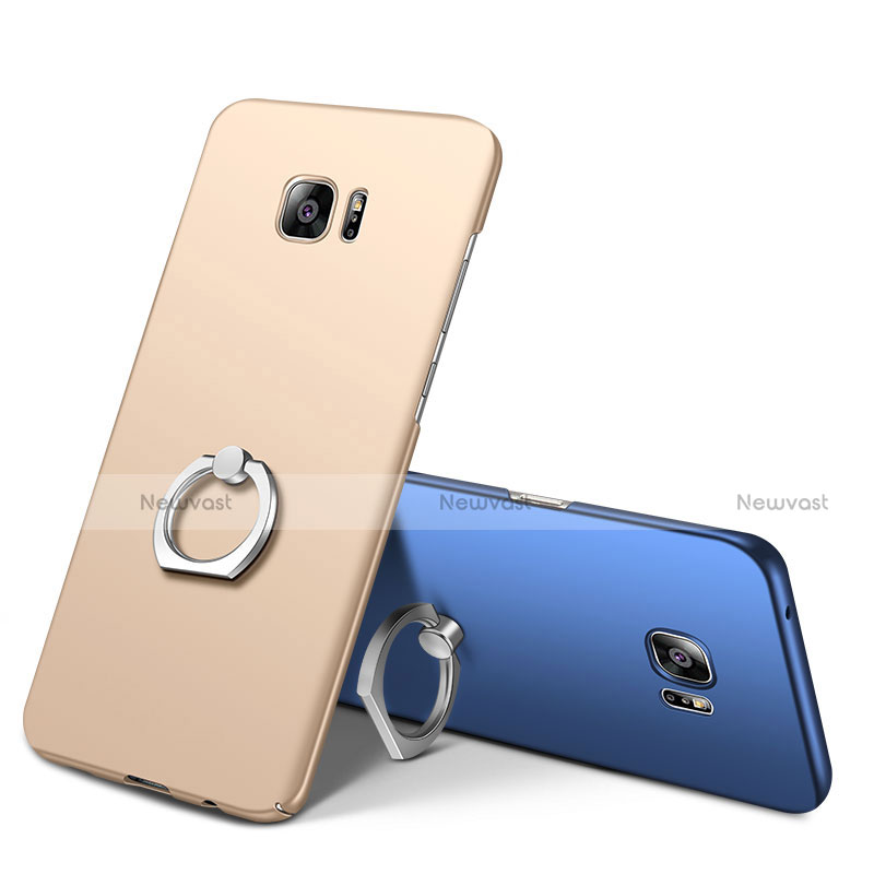 Hard Rigid Plastic Matte Finish Case Cover with Finger Ring Stand A01 for Samsung Galaxy S7 Edge G935F