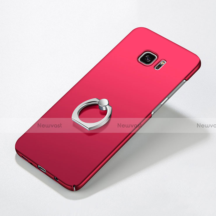 Hard Rigid Plastic Matte Finish Case Cover with Finger Ring Stand A01 for Samsung Galaxy S7 Edge G935F