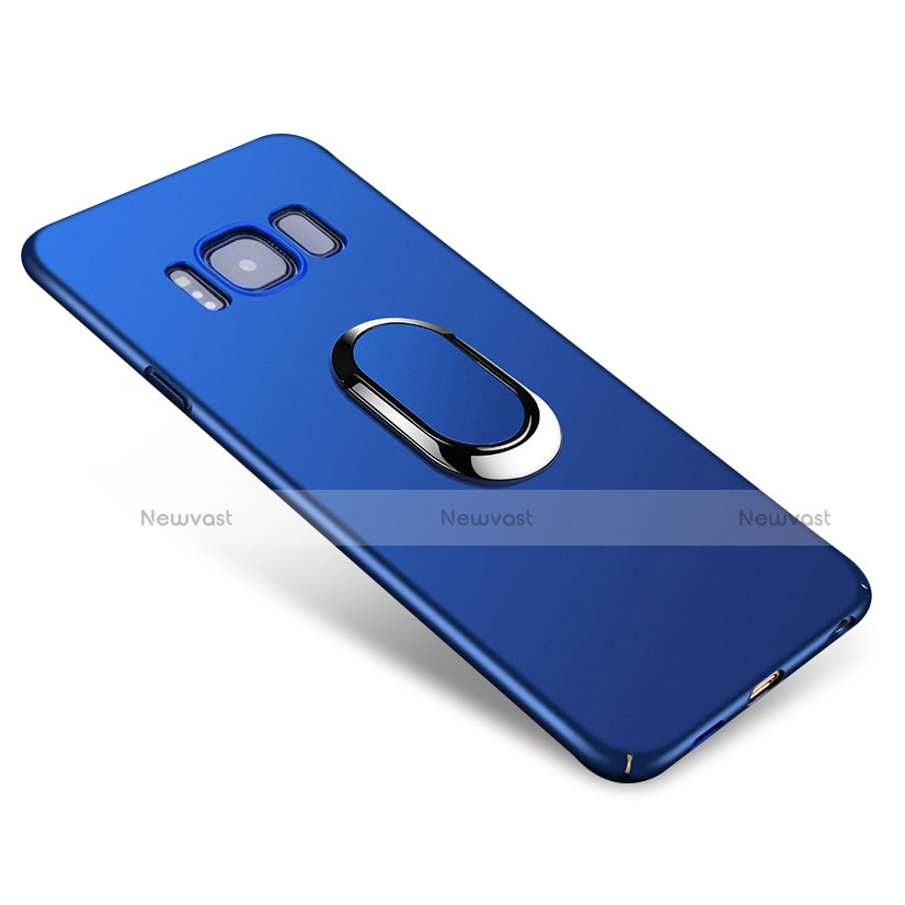 Hard Rigid Plastic Matte Finish Case Cover with Finger Ring Stand A01 for Samsung Galaxy S8 Blue