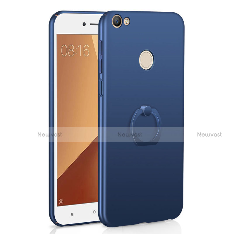 Hard Rigid Plastic Matte Finish Case Cover with Finger Ring Stand A01 for Xiaomi Redmi Note 5A Pro Blue