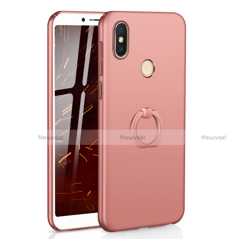 Hard Rigid Plastic Matte Finish Case Cover with Finger Ring Stand A01 for Xiaomi Redmi Y2 Rose Gold