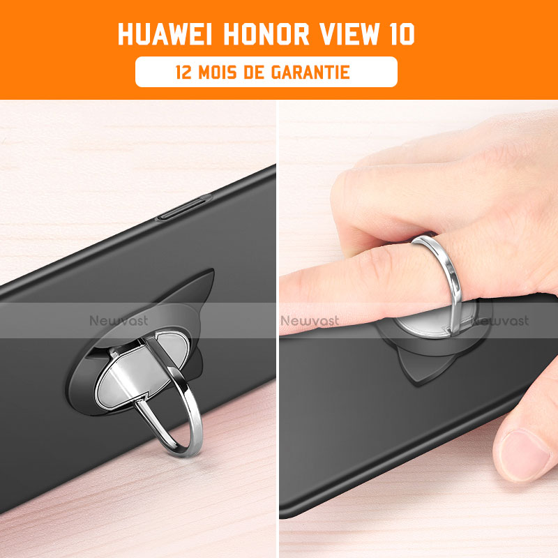 Hard Rigid Plastic Matte Finish Case Cover with Finger Ring Stand A02 for Huawei Honor View 10