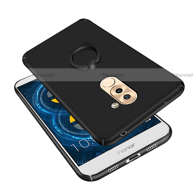 Hard Rigid Plastic Matte Finish Case Cover with Finger Ring Stand A02 for Huawei Mate 9 Lite