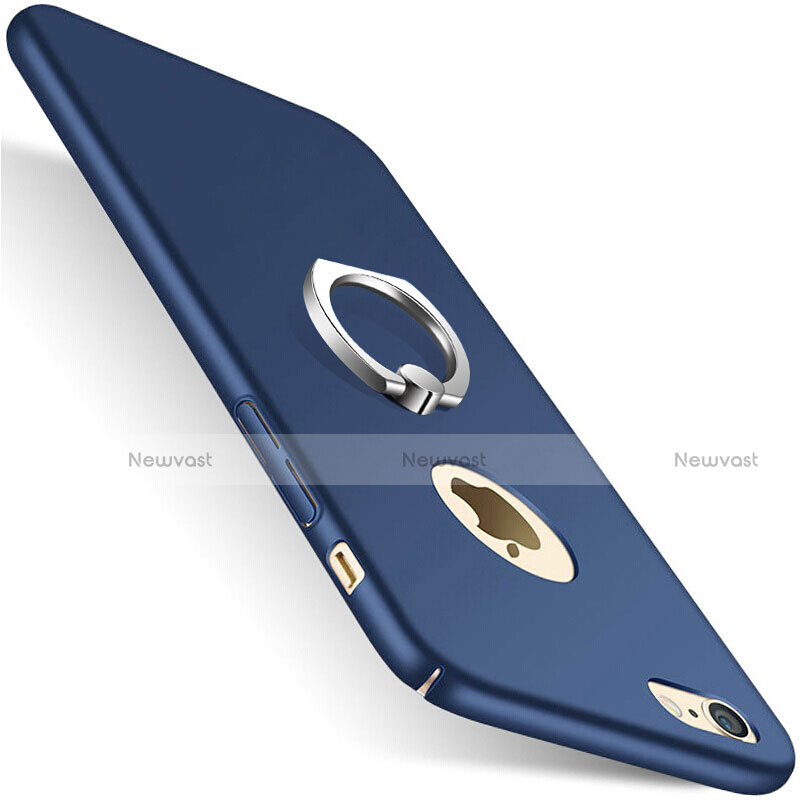 Hard Rigid Plastic Matte Finish Case Cover with Finger Ring Stand for Apple iPhone 7 Blue