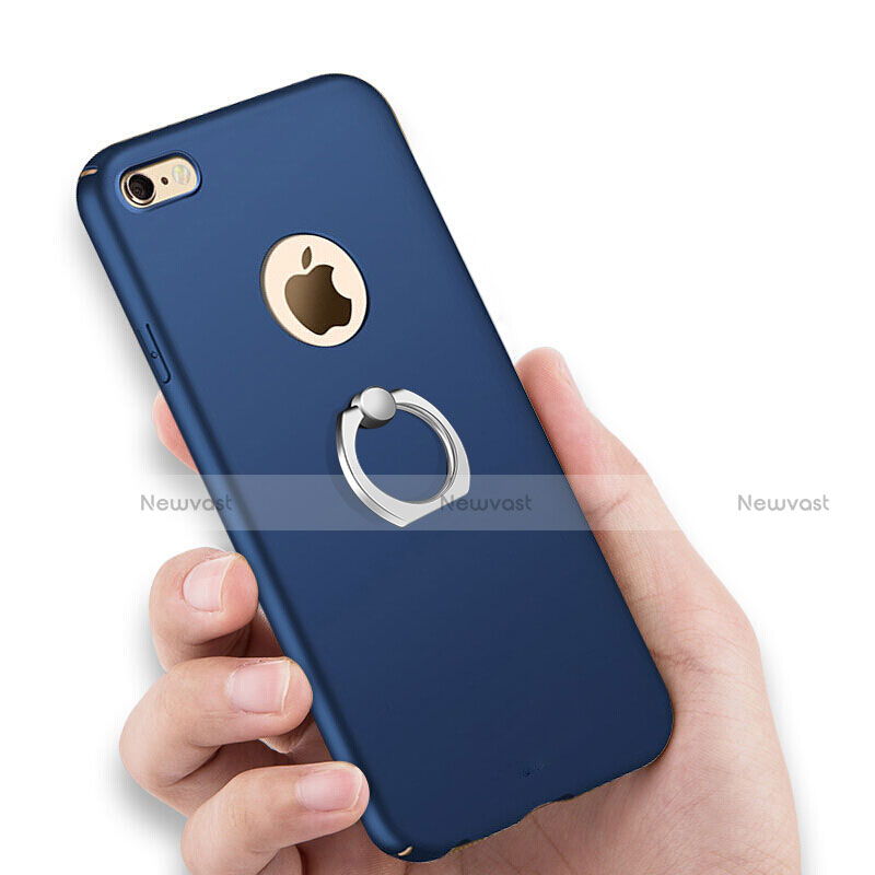 Hard Rigid Plastic Matte Finish Case Cover with Finger Ring Stand for Apple iPhone 8 Blue