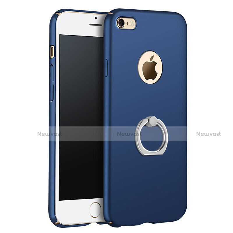 Hard Rigid Plastic Matte Finish Case Cover with Finger Ring Stand for Apple iPhone 8 Blue