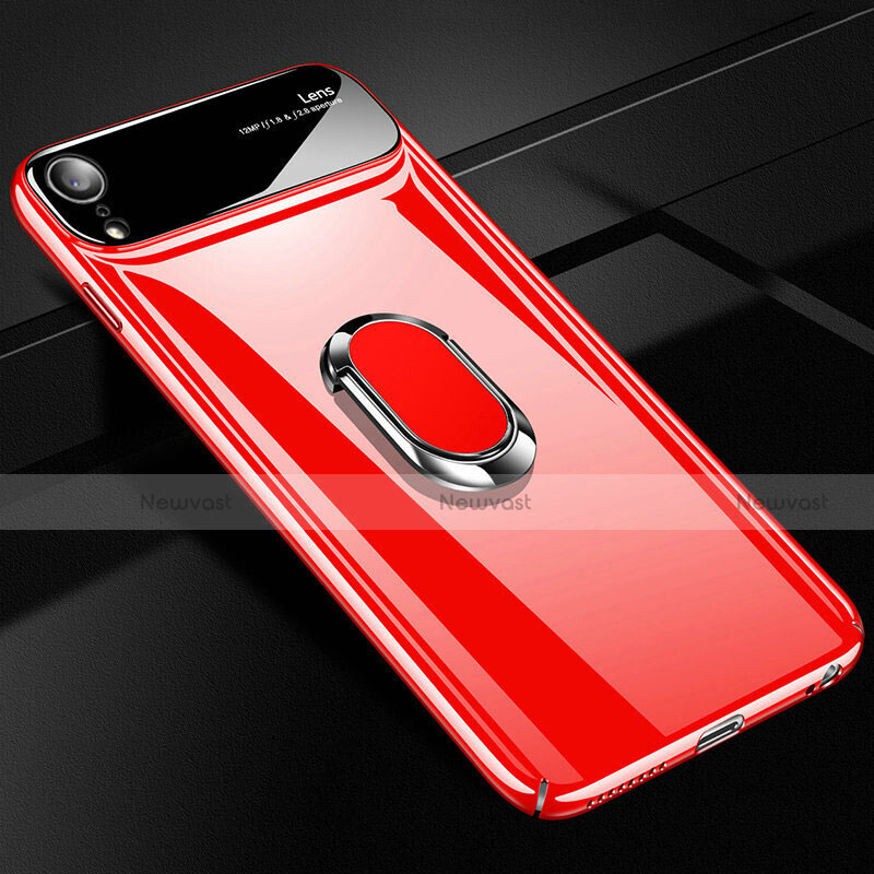 Hard Rigid Plastic Matte Finish Case Cover with Magnetic Finger Ring Stand A01 for Apple iPhone XR