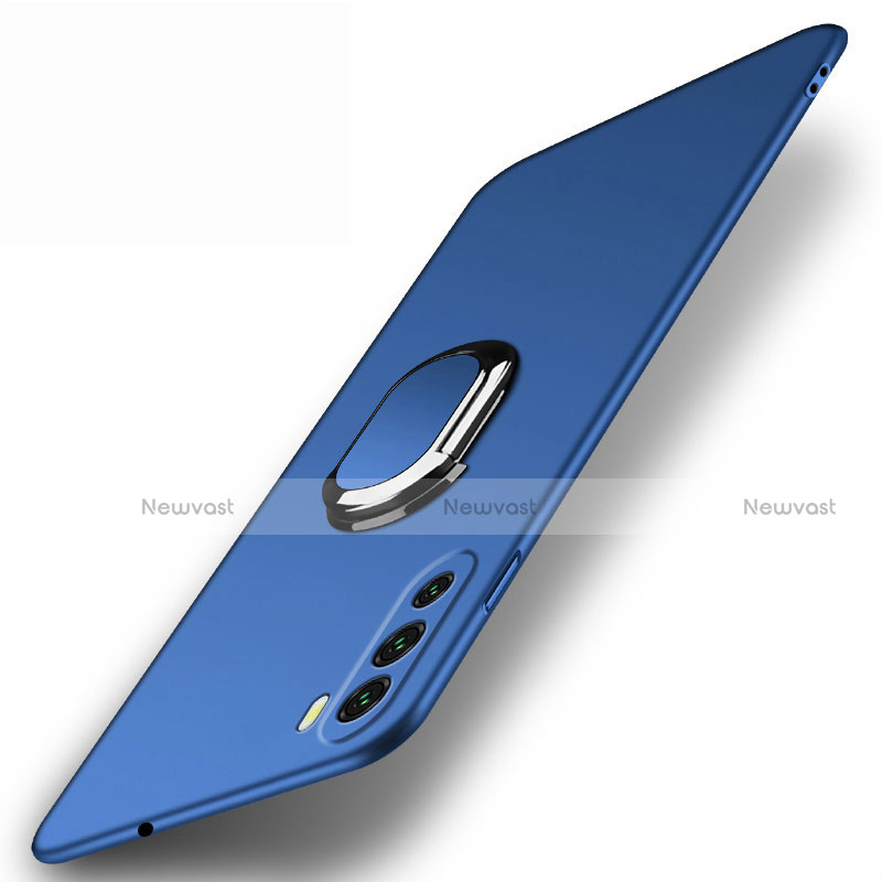 Hard Rigid Plastic Matte Finish Case Cover with Magnetic Finger Ring Stand A01 for Huawei Mate 40 Lite 5G Blue