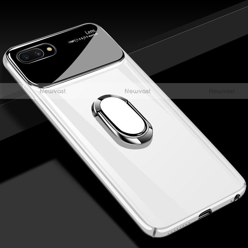 Hard Rigid Plastic Matte Finish Case Cover with Magnetic Finger Ring Stand A01 for Oppo A12e