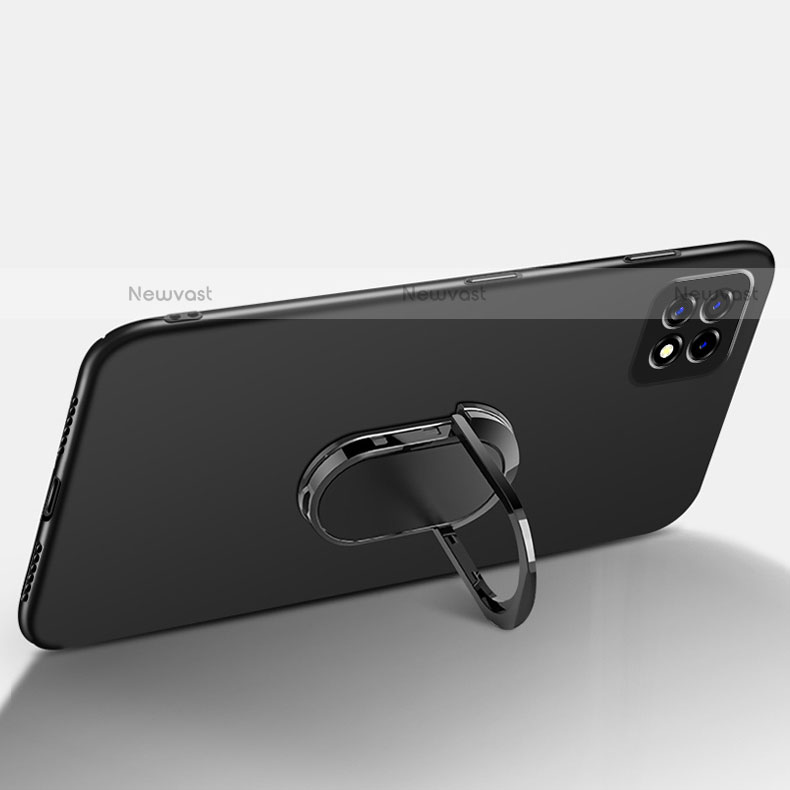 Hard Rigid Plastic Matte Finish Case Cover with Magnetic Finger Ring Stand A01 for Oppo A73 5G