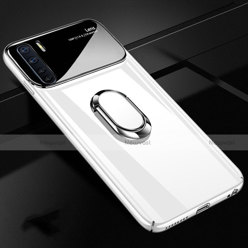 Hard Rigid Plastic Matte Finish Case Cover with Magnetic Finger Ring Stand A01 for Oppo A91