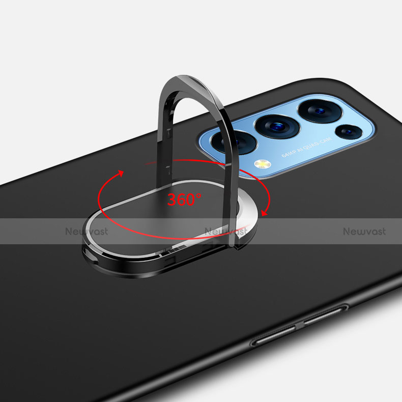 Hard Rigid Plastic Matte Finish Case Cover with Magnetic Finger Ring Stand A01 for Oppo Find X3 Lite 5G