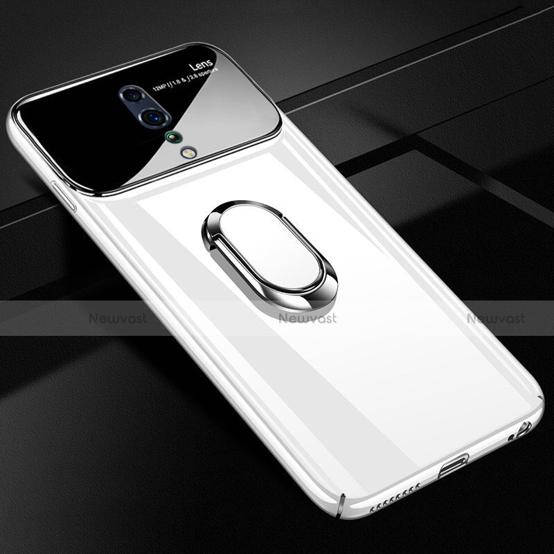 Hard Rigid Plastic Matte Finish Case Cover with Magnetic Finger Ring Stand A01 for Oppo Reno Z
