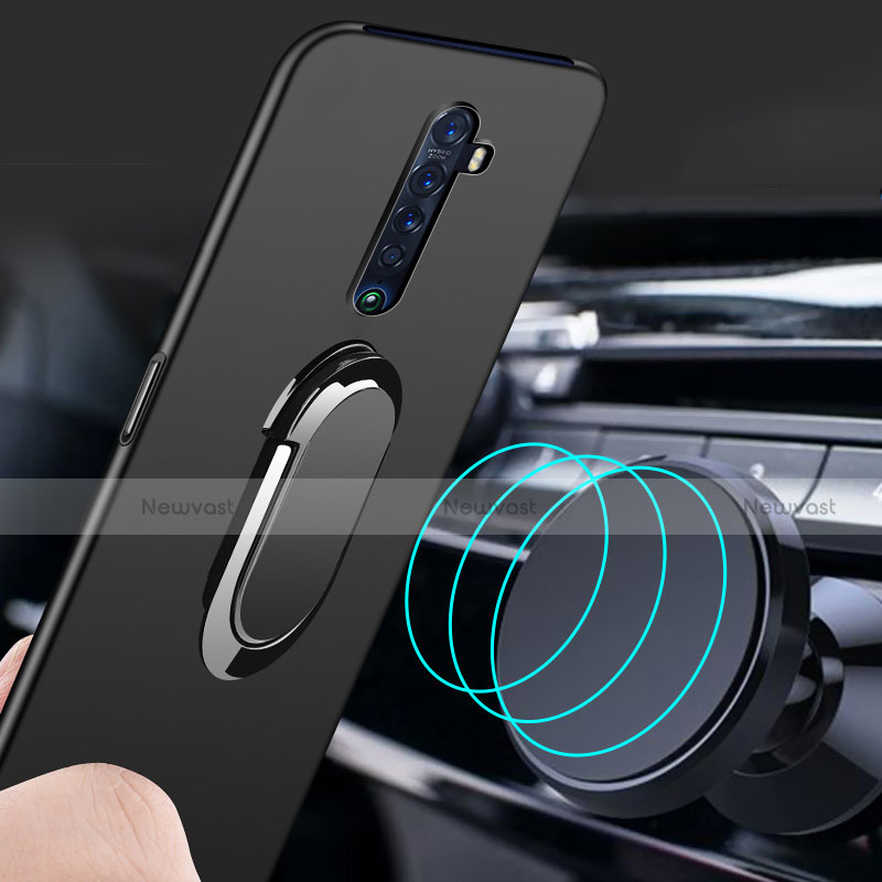 Hard Rigid Plastic Matte Finish Case Cover with Magnetic Finger Ring Stand A01 for Oppo Reno2
