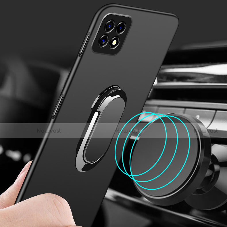 Hard Rigid Plastic Matte Finish Case Cover with Magnetic Finger Ring Stand A01 for Oppo Reno4 SE 5G