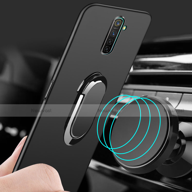 Hard Rigid Plastic Matte Finish Case Cover with Magnetic Finger Ring Stand A01 for Realme X2 Pro