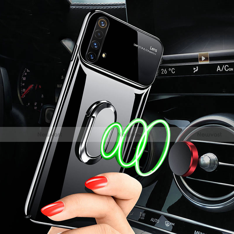 Hard Rigid Plastic Matte Finish Case Cover with Magnetic Finger Ring Stand A01 for Realme X3 SuperZoom