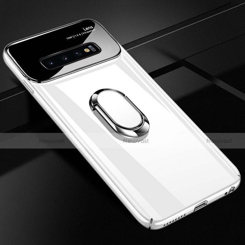 Hard Rigid Plastic Matte Finish Case Cover with Magnetic Finger Ring Stand A01 for Samsung Galaxy S10 Plus