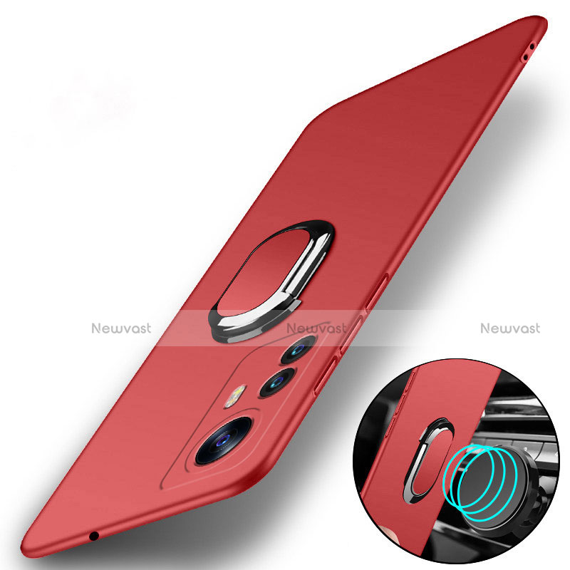 Hard Rigid Plastic Matte Finish Case Cover with Magnetic Finger Ring Stand A01 for Xiaomi Mi 12 5G